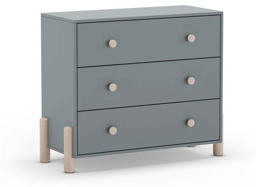 Szarozielona komoda dziecięca z litego drewna sosnowego 90x80x40 cm Enola – Marckeric