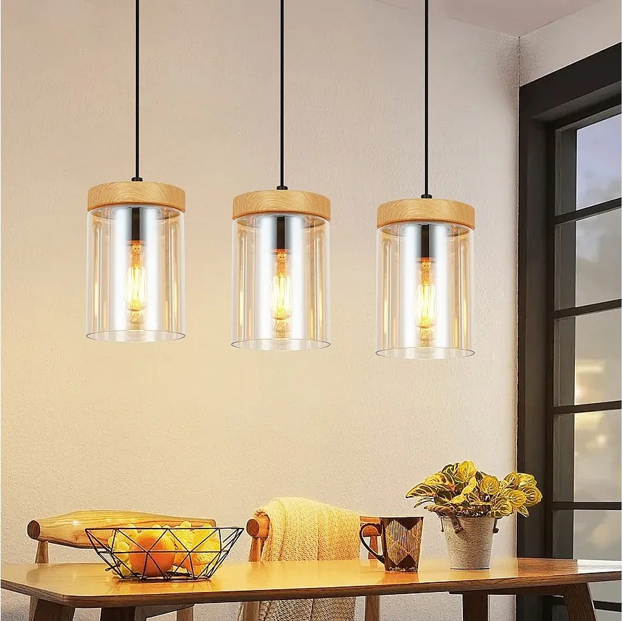 Vintage Glass 3-Flame Dining Table Pendant Light E27 Lampa wisząca do salonu