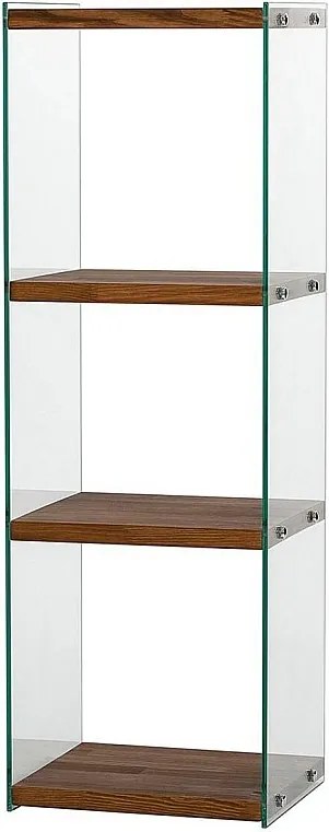 Elegancki regał na książki o wysokości 120 cm, szerokości 40 cm i głębokości 35 cm | Konstrukcja w 100% z litego drewna i szkła hartowanego