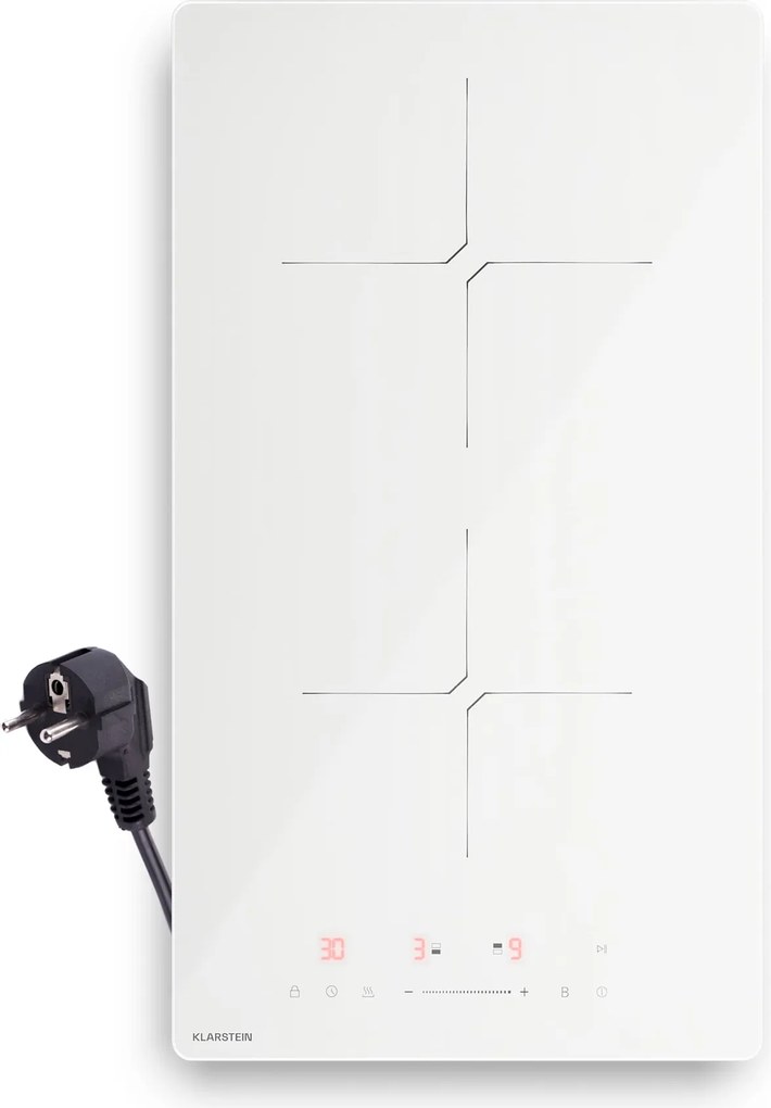 Klarstein PowerGlide 30cm Płyta Indukcyjna 2 Strefy Gotowania Biały