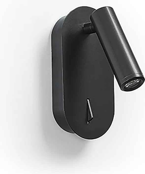 Lampa ?cienna do czytania Dirk w nowoczesnym stylu - Wysoko?? 18 cm - 3W LED SMD - 3000K - w?./wy?. - 90° i 300° stopni - IP20 - stal i czer?