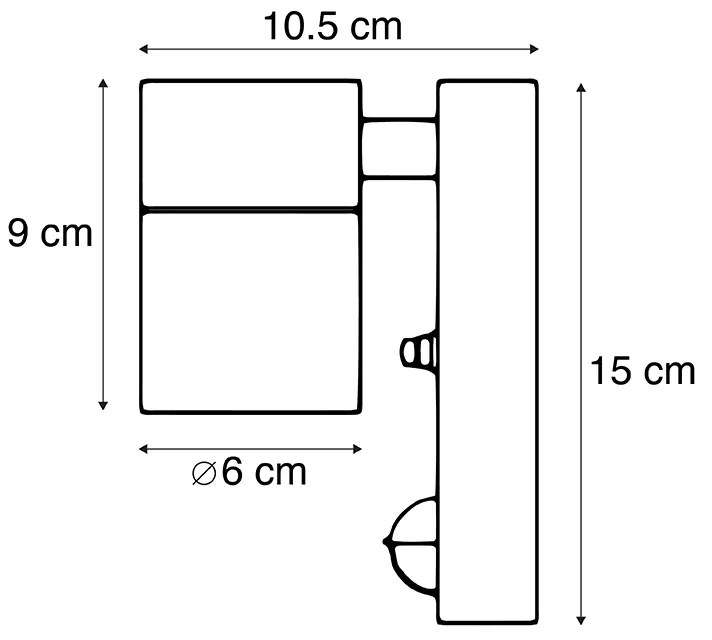 Zewnetrzna Kinkiet / Lampa scienna zewnętrzny antracytowy IP44 z czujnikiem ruchu - Solo Nowoczesny Oswietlenie zewnetrzne