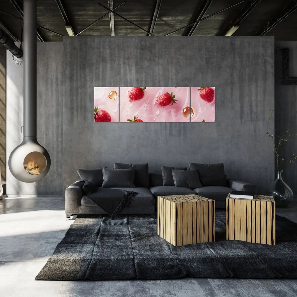 Obraz - Truskawki w bąbelkach (170x50 cm)