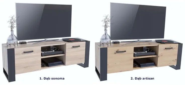 Industrialna szafka pod telewizor dąb sonoma 150 cm - Berno