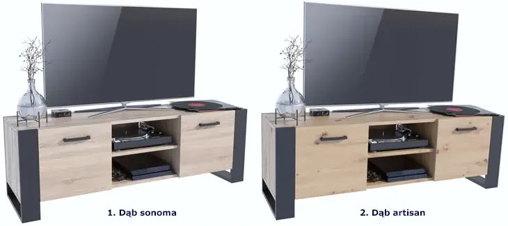 Industrialna szafka pod telewizor dąb sonoma 150 cm - Sonea