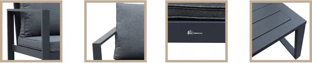 Zestaw mebli ogrodowych antracyt tarasowy 4 el. aluminiowych sofa, kanapa