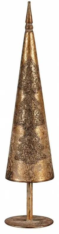 Świąteczna metalowa dekoracja choinka, złota, 11 x11 x 48 cm