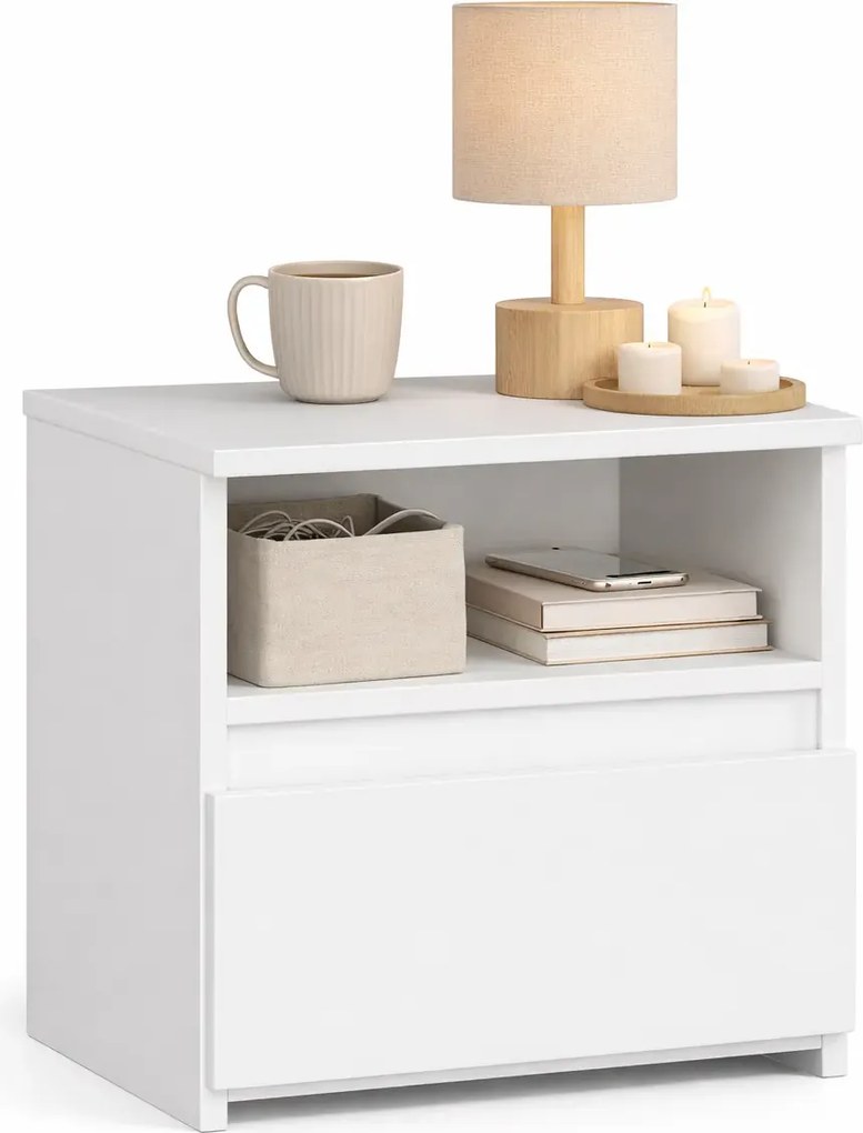 Klasyczna biała szafka nocna z szufladą S4-K70