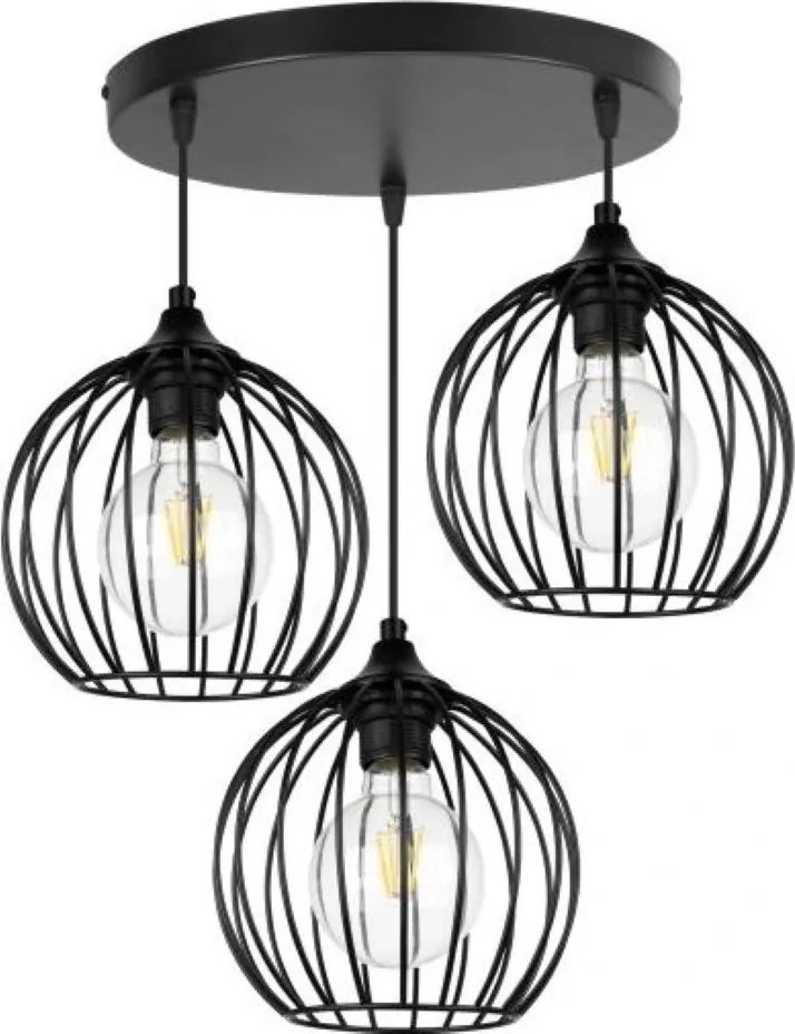 Lampa sufitowa metalowa loft klosz wisząca AT15-3SZ-Czarna