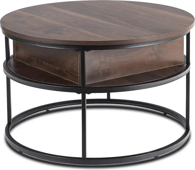 Stolik Kawowy ASTUR 80 cm z Podnoszonym Blatem Orzech/Czarny Loft