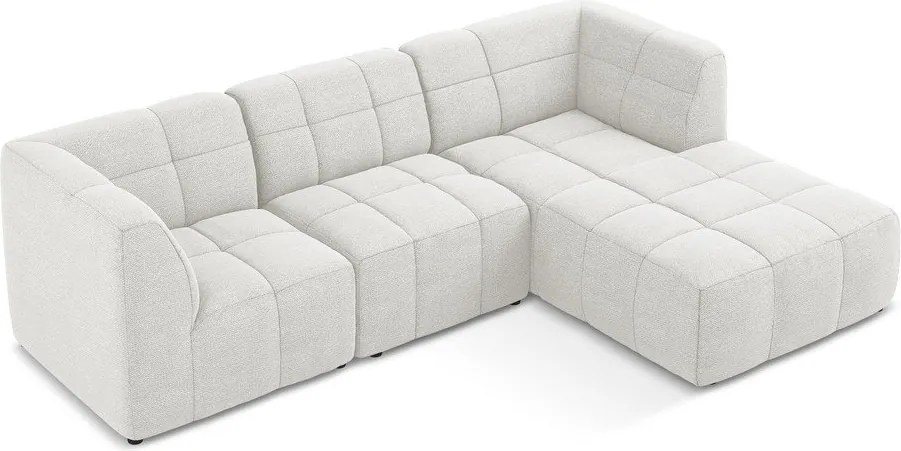 Biały narożnik z materiału bouclé (prawostronny/z szezlongiem) Aloha – Makamii