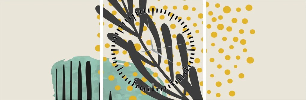 Obraz - Arkusze abstrakcyjne N⁰3 (z zegarem) (90x30 cm)