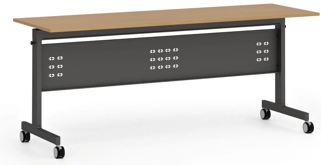 Mobilny stół PRIMO MOBI, 180x60 cm, czarna podstawa, buk