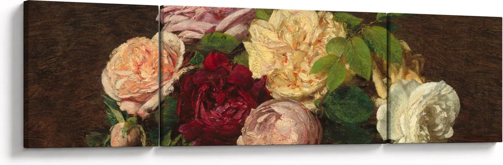Obraz - Henri Fantin-Latour, Roses de Nice on a Table, reprodukcje (170x50 cm)