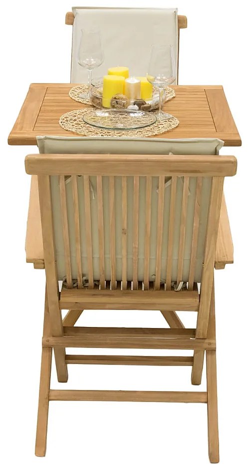 Zestaw ogrodowy z drewna tekowego IVORY BALKON II. 1 + 2 (poduszki GRATIS)