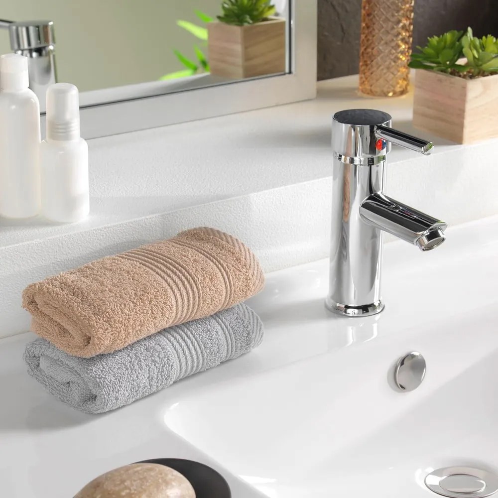 Jasnobrązowy bawełniany ręcznik frotte 30x50 cm Tendresse – douceur d'intérieur