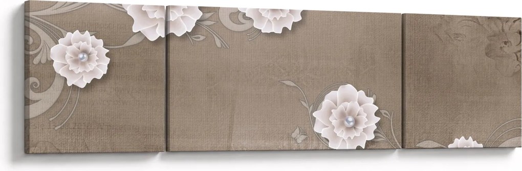 Obraz - Draperie z kwiatami (170x50 cm)