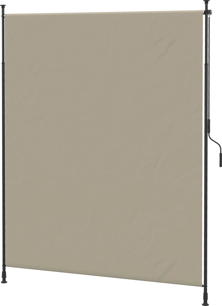 Outsunny Markiza Boczna na Taras Regulowana Wysokość Rama Metalowa Kolor Piaskowy 200x305 cm Dla Kawiarni | Aosom PL