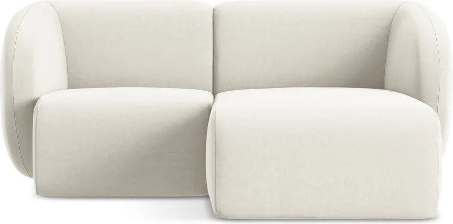 Beżowy aksamitny narożnik (prawostronny/z szezlongiem) Lani – Makamii