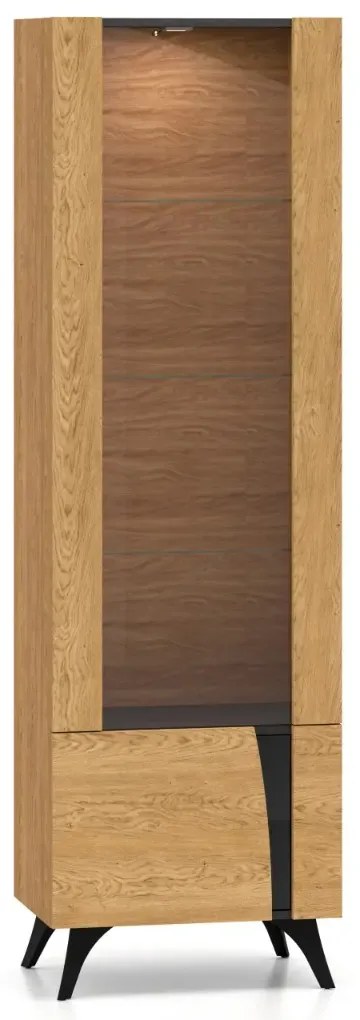Witryna do salonu HESTIA 1W1D 58cm dąb/czarna lewa ML MEBLE