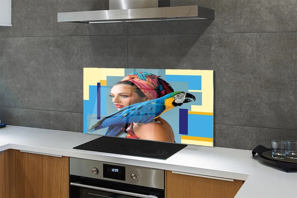 Panel szklany do Kuchni Papuga Ara na Ramieniu