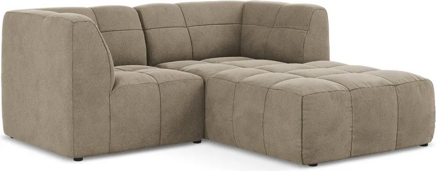 Brązowy aksamitny narożnik (prawostronny/z szezlongiem) Aloha – Makamii