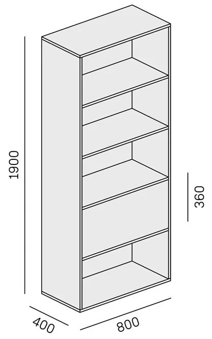 PLAN Regał biurowy wysoki LAYERS, 1 schowek, 800 x 400 x 1905, dąb naturalny / dąb bejcowany