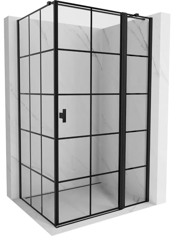 Mexen Mist T kabina prysznicowa uchylna prawa 110 x 70 cm, czarna kratka, czarna - 8A4T-110-070-70-77-P