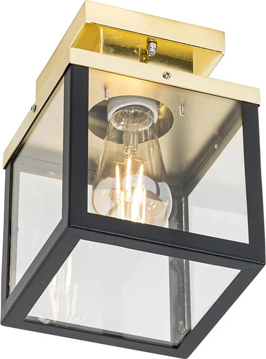 Industrialna lampa sufitowa zewnętrzna czarna ze złotem - Rotterdam