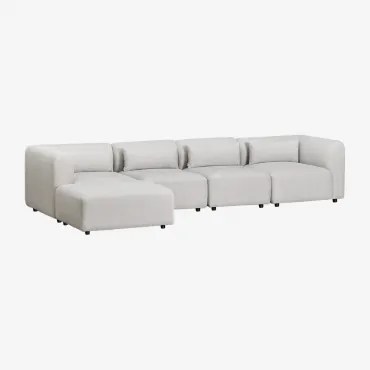 4-częściowa Sofa Modułowa Z Pufem Fogler Tkaniny Jasnoszary - Sklum