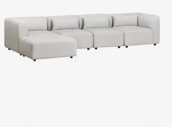 Sofa Modułowy 4-częściowy Z Tapicerowanym Pufem Fogler Tkaniny Jasnoszary - Sklum