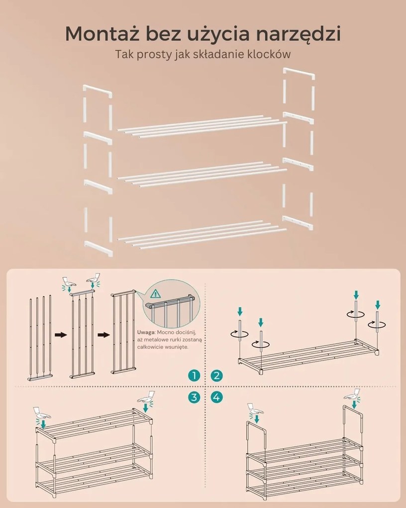 Regał na buty TORINO, 3 półki, 30x92x55cm, biały SongmicsHome