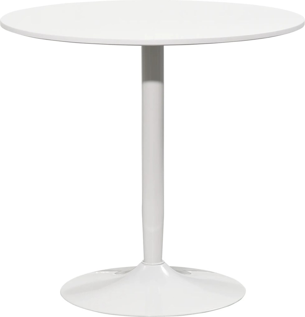 HOMCOM Stół Jadalny dla 2 Osób, Okrągły Blat Ø80 cm, MDF i Stal, Antypoślizgowy, Biały, 75H cm
