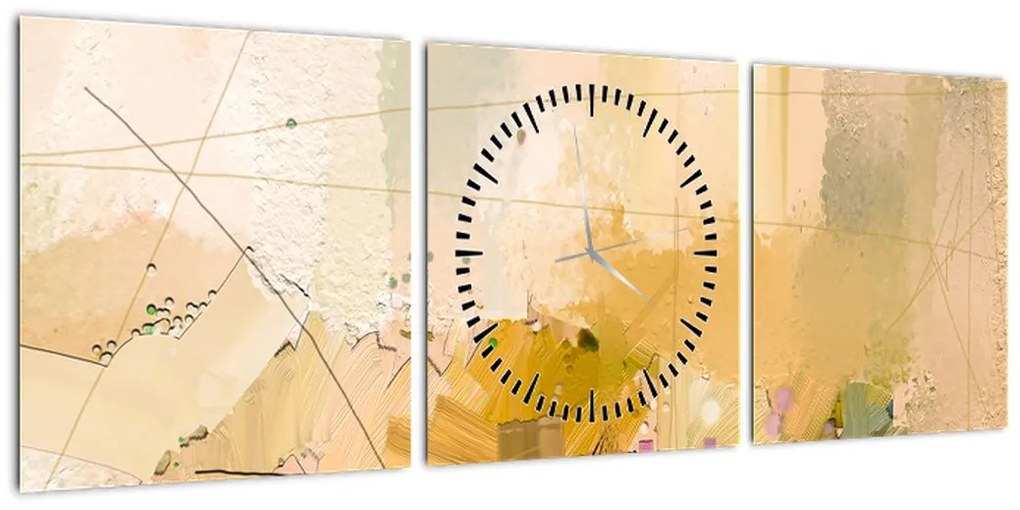 Obraz - Abstrakcja, obraz olejny (z zegarem) (90x30 cm)