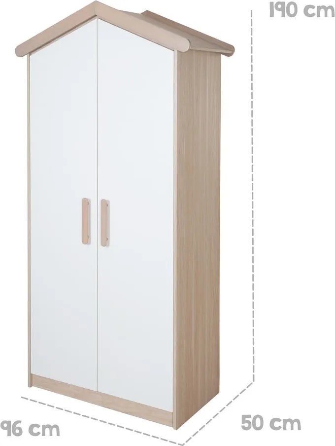 Biało-naturalna szafa dziecięca w dekorze dębu 96x190x50 cm Cabane – Roba