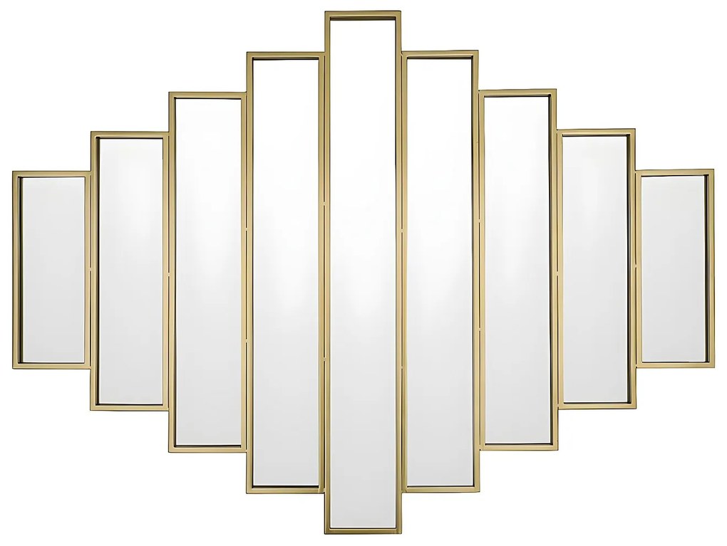 Symetryczne, metalowe lustro Art DecoGALICE - Dł. 90 x Wys. 120 cm - Złote
