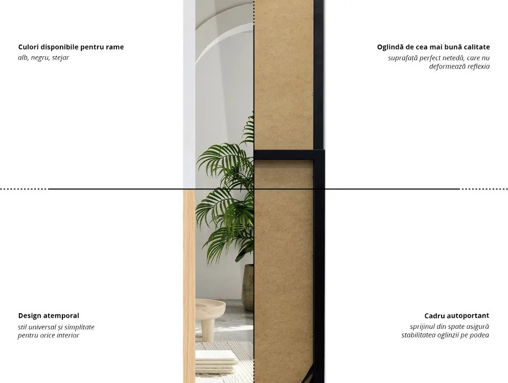 Lustro stojące z białą ramą 36x156 cm