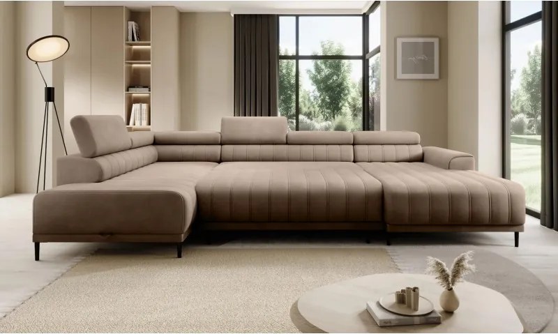 Narożnik CALDO XL Lewostronny z funkcją spania wolnostojący w tkaninie RUN AGAIN 11 WERSAL