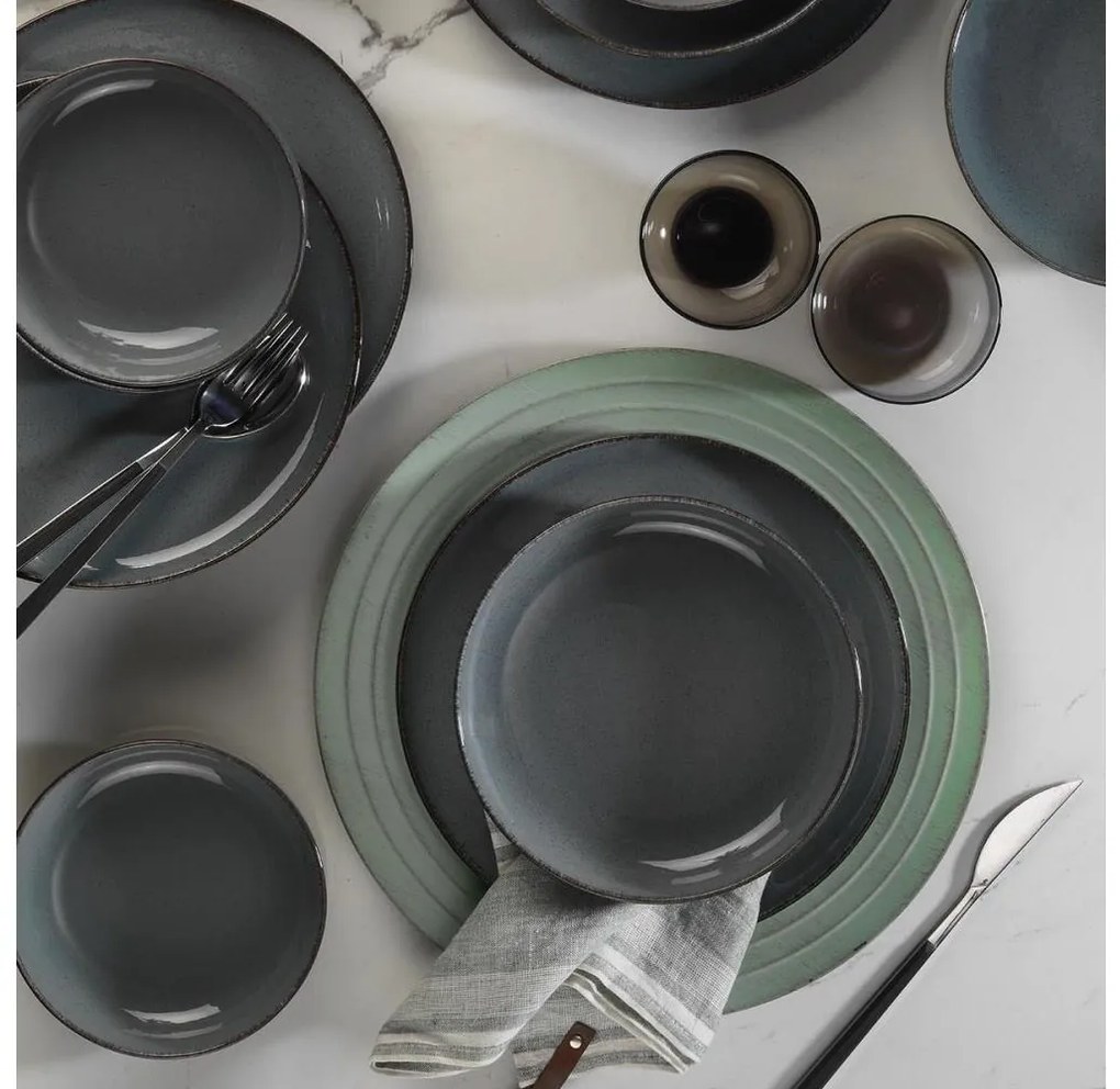 Zestaw obiadowy 12 szt. szary/porcelana
