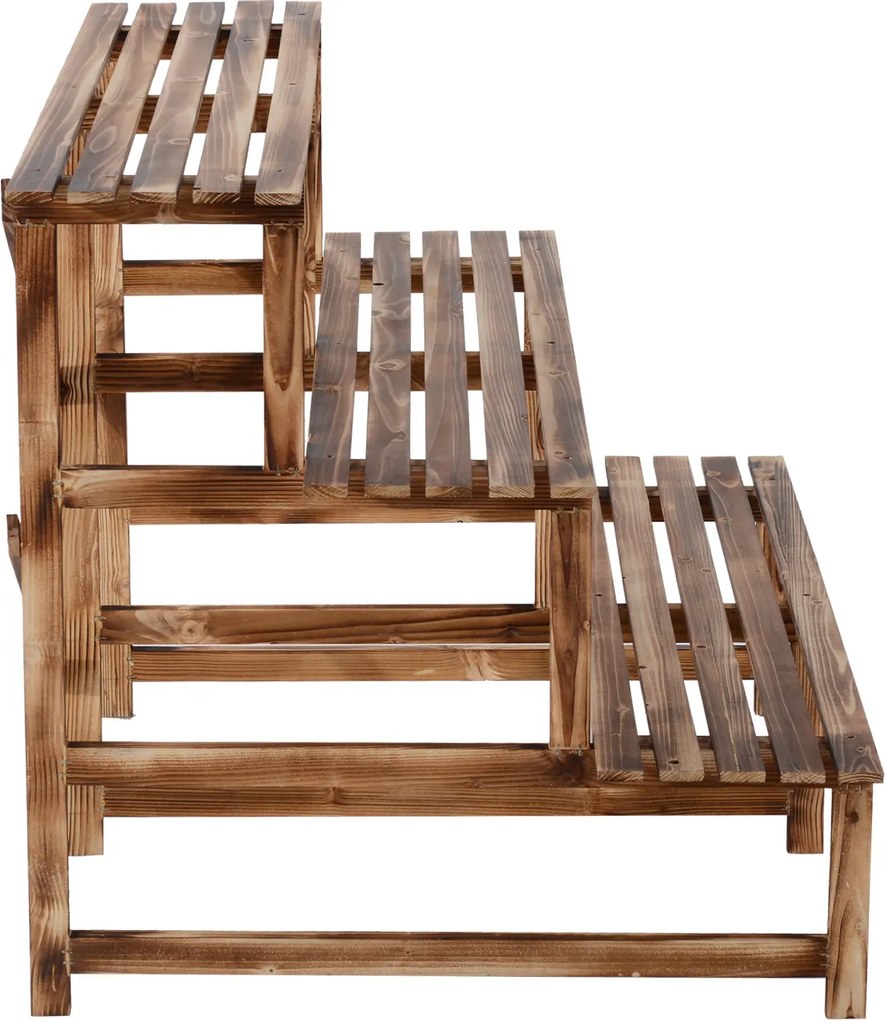 Outsunny regał na rośliny półka na kwiaty regał na kwiaty półka na rośliny stojak na kwiaty 3 stopnie drewno jodłowe kolor ciemnobrązowy 120 x 80 x 80 cm