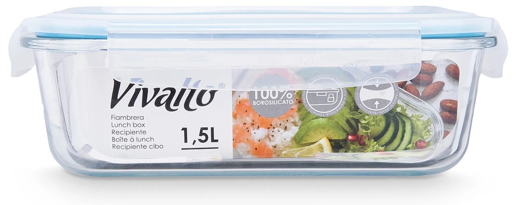 Szklany pojemnik na żywność hermetyczny LUNCH BOX, 1,5 l