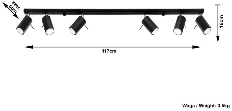 Czarna lampa sufitowa Sollux Etna 6L