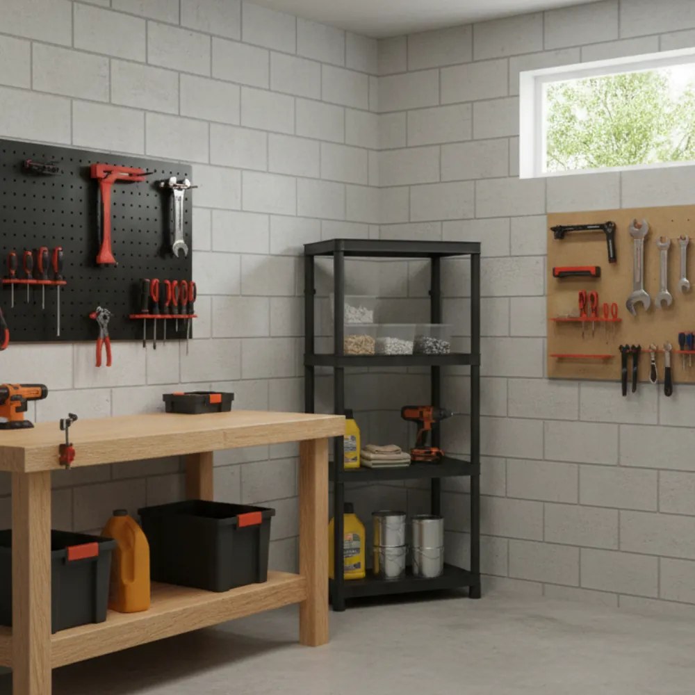 Regał warsztatowy STACKARO SOLID SMALL, 58x28x131,5cm, czarny Prosperplast