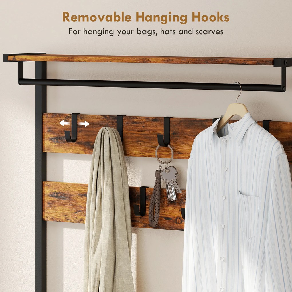 HOMCOM garderobenständer standgarderobe garderobenbank kleiderständer kompaktgarderobe dielengarderobe | Aosom PL