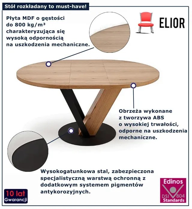Okrągły rozkładany stół do salonu  W6-G15