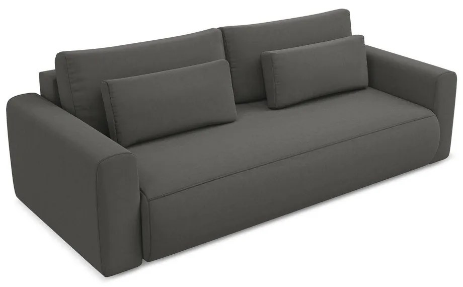 Ciemnoszara aksamitna rozkładana/ze schowkiem sofa 238 cm Kapua – Makamii