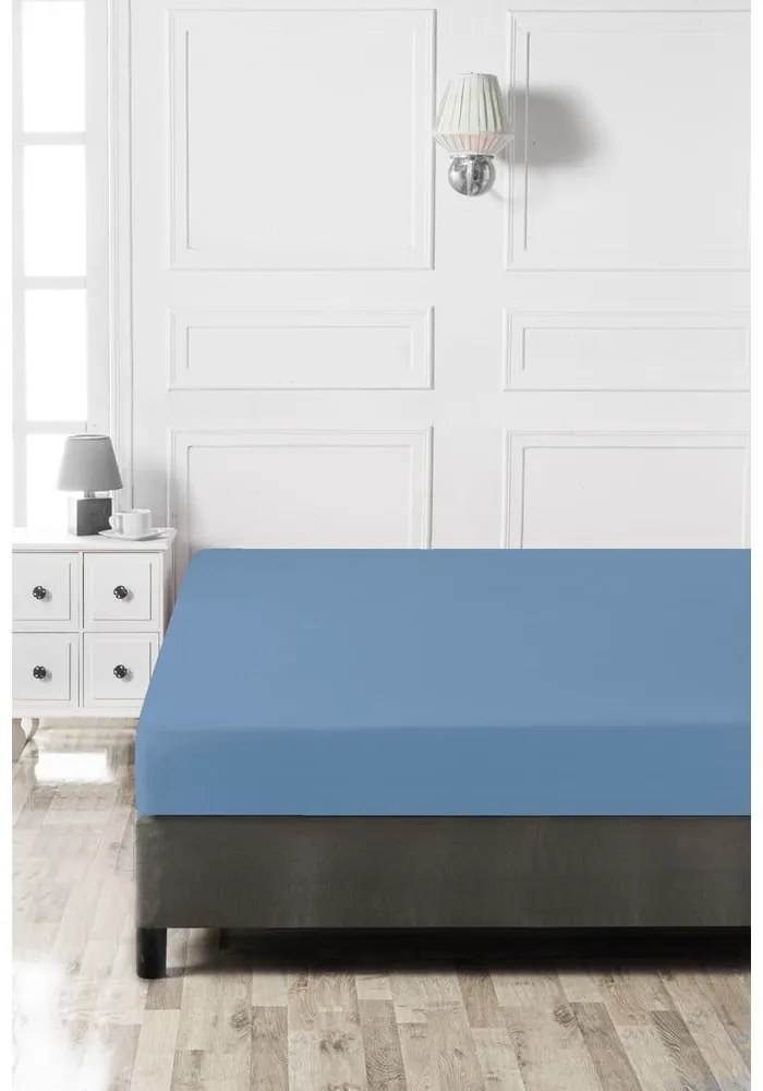 Niebieskie bawełniane prześcieradło z gumką 140x200 cm – Mijolnir