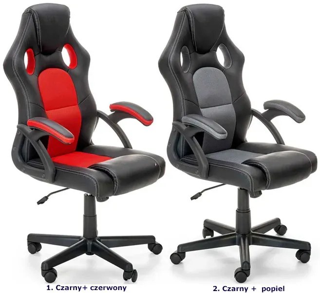 Fotel obrotowy gamingowy czarny + popiel M1-N65