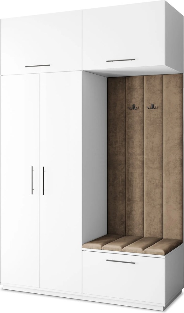 Masseno Garderoba REMA 150/240/60 cm Nowoczesna Szafa do Przedpokoju Biała, MONOLITH 09 (Beżowy)