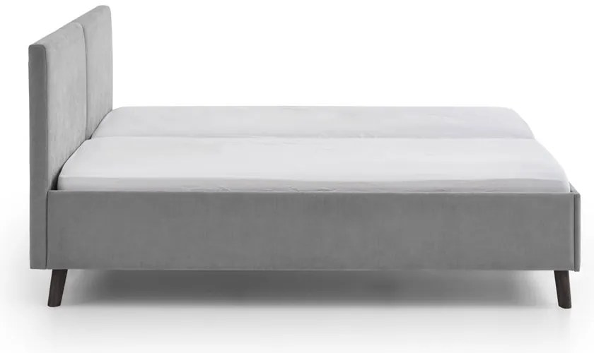 Szare tapicerowane łóżko dwuosobowe ze stelażem 160x200 cm Piano – Meise Möbel